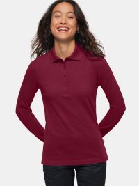 Damen Poloshirt Langarm in Weinrot – pflegeleicht, formstabil und ideal für Beruf & Freizeit